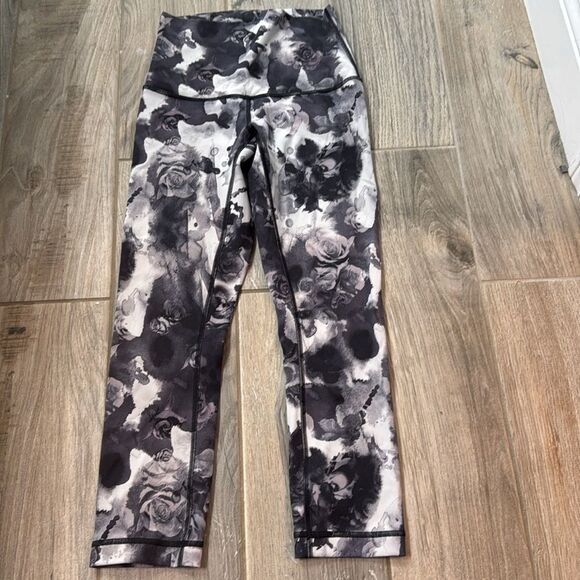 Lululemon Wunder Under Obscured Black Dusty Mauve Crop Leggings Size 4 - Picture 7 of 13